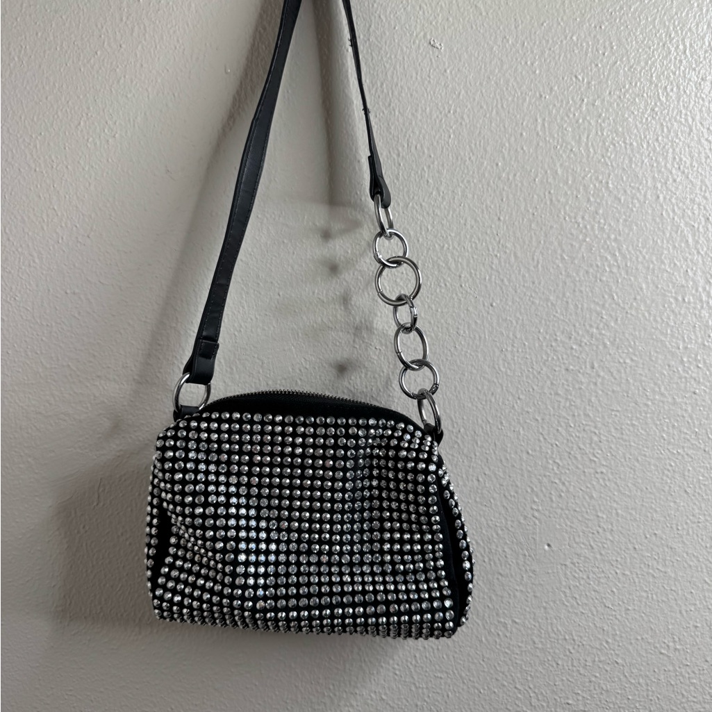 Just Usa Black Crossbody Bag With Silver Studs